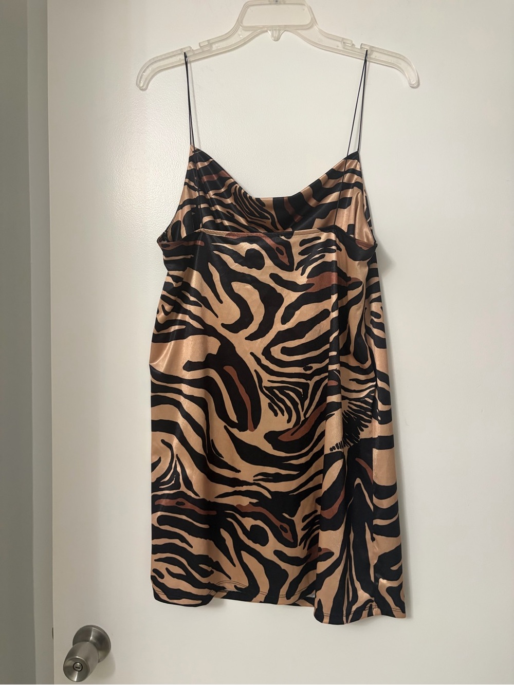 Zara Black and Tan Animal Print Slip Dress